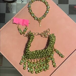 Elegant Green Beaded Jewelry Set